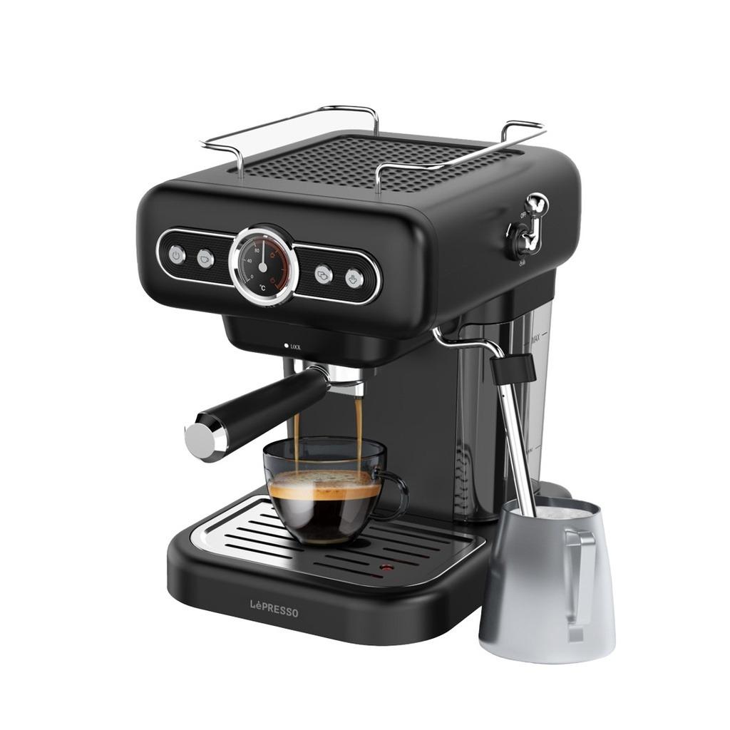 [LPCFFM0012-BK] LePresso Retro Espresso Boiler Machine Gauge and Milk Steamer  (_Black)